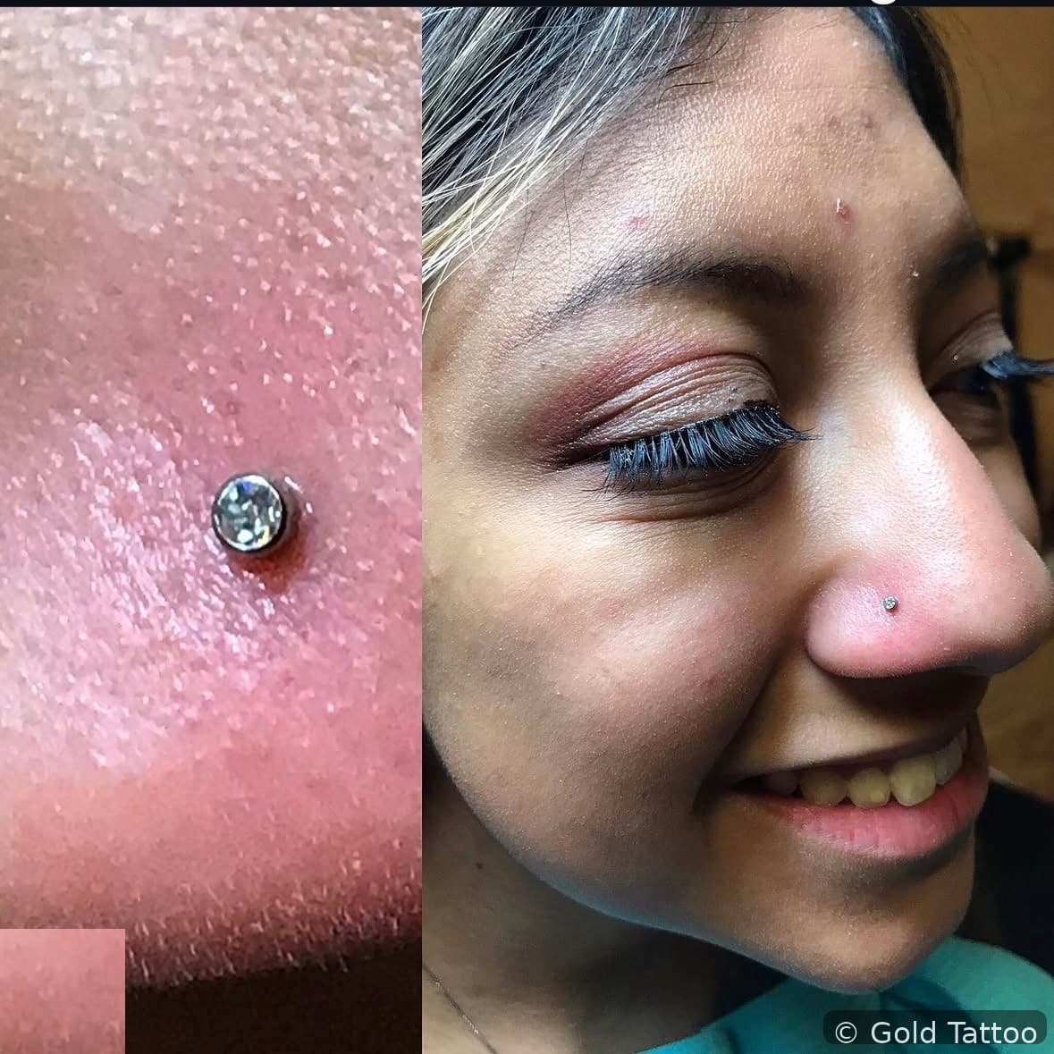 Nose piercing by Jordan at Gold Tattoo Vegas, downtown Las Vegas
